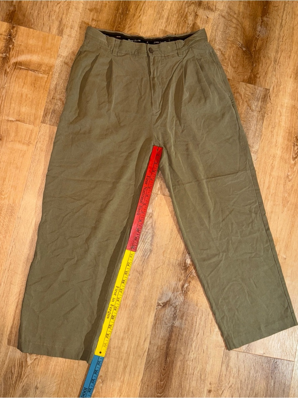 Tommy Bahama Silk Trousers Men's W32 L25 Green Cropped Relaxed Wide Leg (Short)